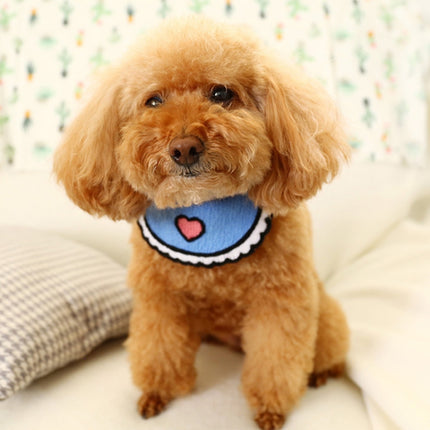 Dog Cat Saliva Towel Love Bib Pet Triangle Scarf Small Dog Collar, Size:S(Love Blue)-garmade.com