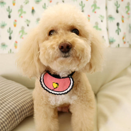 Dog Cat Saliva Towel Love Bib Pet Triangle Scarf Small Dog Collar, Size:S(Love Pink)-garmade.com