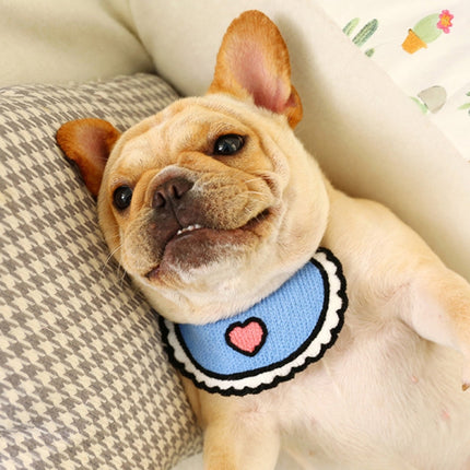 Dog Cat Saliva Towel Love Bib Pet Triangle Scarf Small Dog Collar, Size:S(Love Pink)-garmade.com