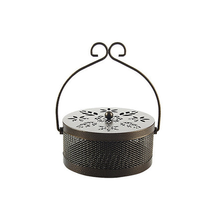 Outdoor Portable Multifunctional Hollow Fireproof Mosquito Coil Box with Lid(Bronze)-garmade.com