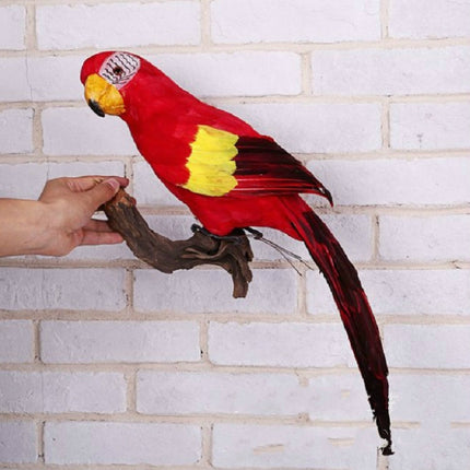 45CM Simulation Parrot Simulation Bird Macaw Foam Feather Parrot Sen Gardening Decoration, Color:Red-garmade.com
