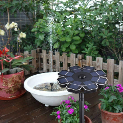 Outdoor Garden Pond Decoration Solar Panel Waterproofly Inserted Floating Petal Fountain(Black)-garmade.com