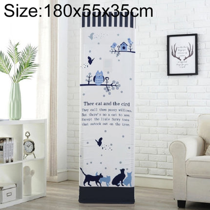 Simple Vertical Cabinet Type All Inclusive Air Conditioning Fabric Dust Cover, Size:180x55x35cm, Style:Cat and Bird-garmade.com