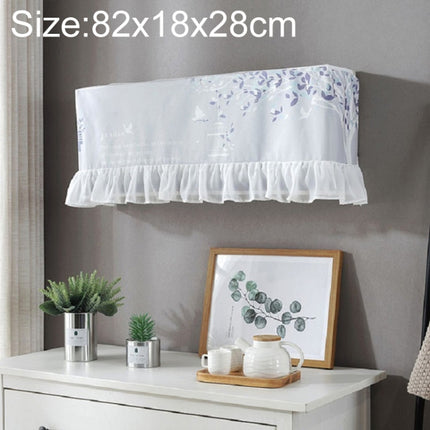 82x18x28cm Fresh Literary Chiffon Lace Bedroom Air Conditioning Dust Cover(Silver Leaf)-garmade.com