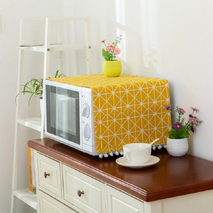 Cotton Linen Universal Microwave Oven Dustproof Storage Cover(Yellow Checkerboard)-garmade.com