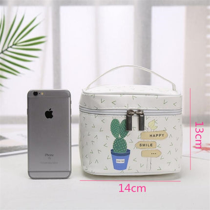 Fashion Makeup Travel Bag Women Portable Cosmetic Toiletries Storage Bag(Cactus)-garmade.com