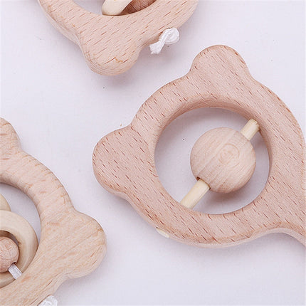 Baby Puzzle Early Education Hand Rattle Wooden Toy(Owl Bell)-garmade.com