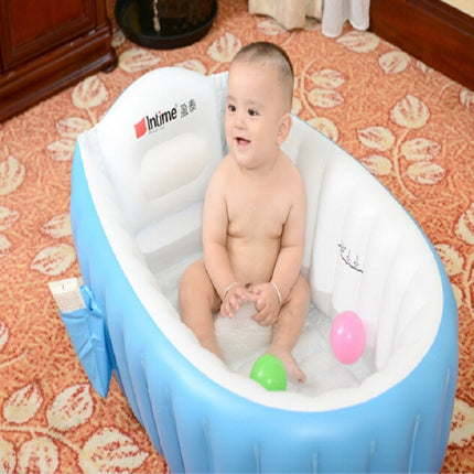 2 PCS Baby Bath Tub Kids Bathtub Portable Inflatable Cartoon Thickening Washbowl Newborns Keep Warm Swimming Pool(Blue)-garmade.com