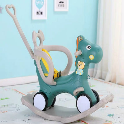 Baby Rocking Chair Baby Rocking Horse Wooden Multifunctional Musical Ride On Toys(Green)-garmade.com