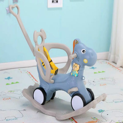 Baby Rocking Chair Baby Rocking Horse Wooden Multifunctional Musical Ride On Toys(Blue)-garmade.com
