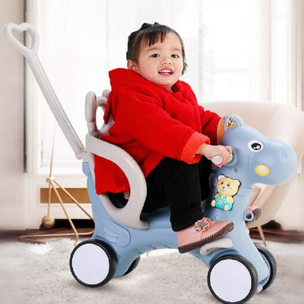 Baby Rocking Chair Baby Rocking Horse Wooden Multifunctional Musical Ride On Toys(Pink with Dinner Plate)-garmade.com