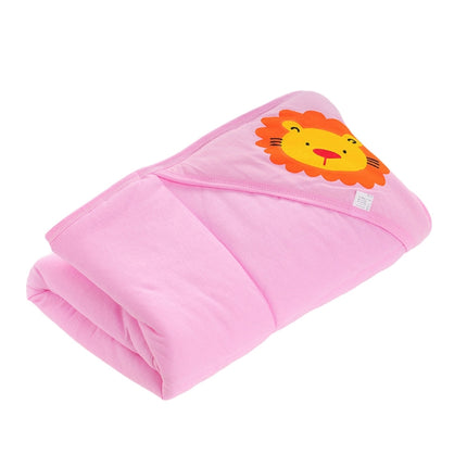 Baby Blanket Cartoon Animal Print Newborn Swaddle Hooded Wrap(Pink)-garmade.com