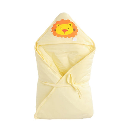 Baby Blanket Cartoon Animal Print Newborn Swaddle Hooded Wrap(Yellow)-garmade.com