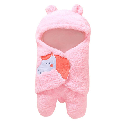Cute Cartoon Bear Ear Cotton Baby Sleeping Blanket(Pink)-garmade.com