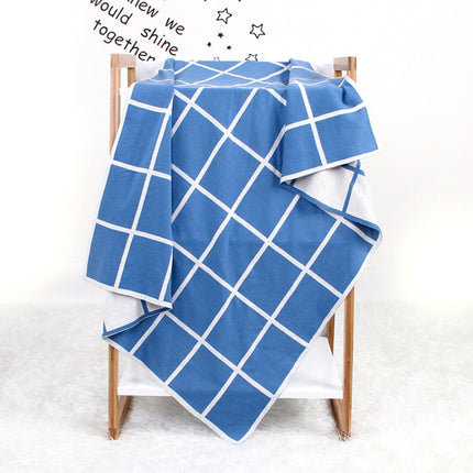 Knitted Plaid Baby Blanket(Blue)-garmade.com