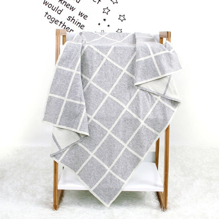 Knitted Plaid Baby Blanket(Gray)-garmade.com