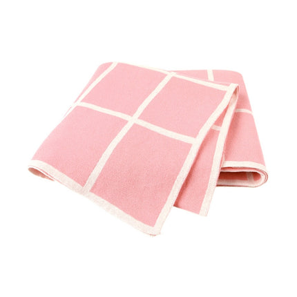 Knitted Plaid Baby Blanket(Pink)-garmade.com
