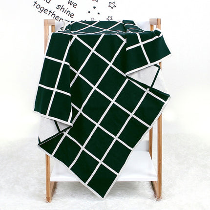 Knitted Plaid Baby Blanket(Green)-garmade.com