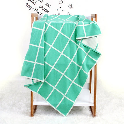 Knitted Plaid Baby Blanket(Light Green)-garmade.com