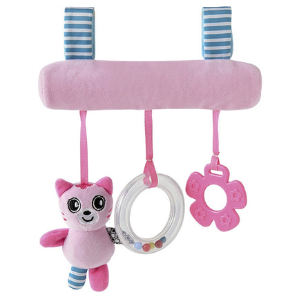 Baby Stroller Cartoon Animal Pendant Cradle Ornament Hanging Rattle(Pink kitten Bed)-garmade.com