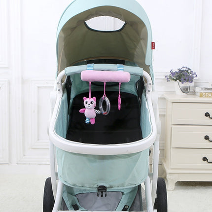 Baby Stroller Cartoon Animal Pendant Cradle Ornament Hanging Rattle(Pink kitten Bed)-garmade.com