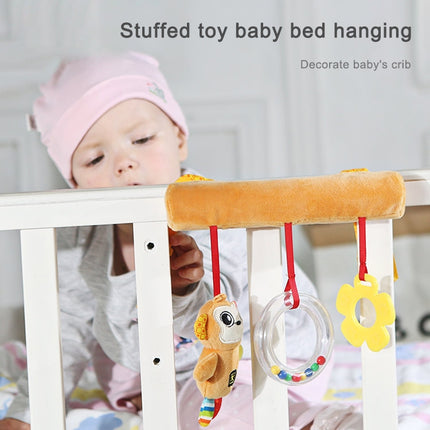 Baby Stroller Cartoon Animal Pendant Cradle Ornament Hanging Rattle(Orange Monkey Bed Hanging)-garmade.com