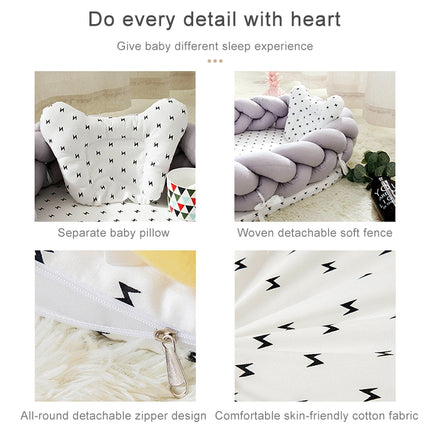 Cotton Woven Folding Portable Crib Bed Bionic Removable and Washable Manual Fence Three-dimensional Protective Crib(White Coffee Black)-garmade.com