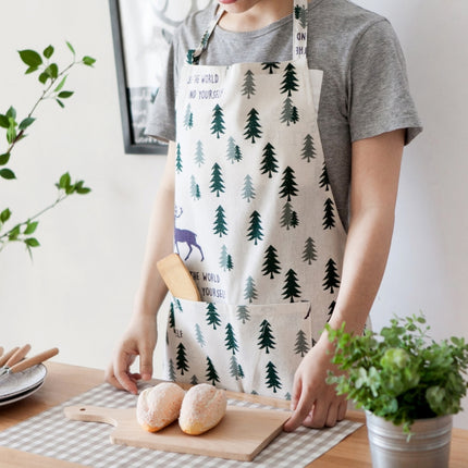 Nordic Style Cotton Linen Printing Apron(Trees)-garmade.com