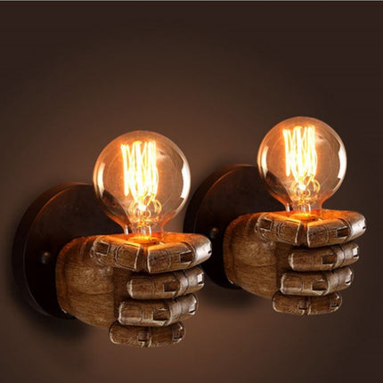 Creative Personality Fist Wall Lamp Bedroom Bedside Restaurant Cafe Resin Decorative Antique Lamps, Type:Right Hand-garmade.com