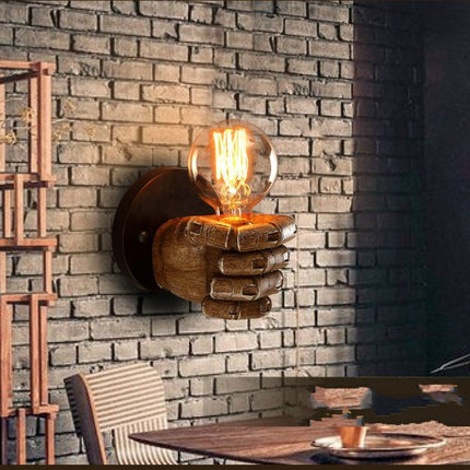Creative Personality Fist Wall Lamp Bedroom Bedside Restaurant Cafe Resin Decorative Antique Lamps, Type:Left Hand-garmade.com