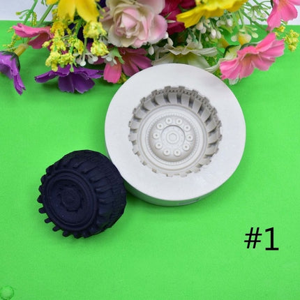 2 PCS DIY Tires Shape Sugar Craft Cake Silicone Mold Fondant Baking Decorating Tools Random Color Delivery, Size:Size 1-garmade.com