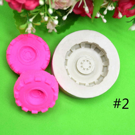 2 PCS DIY Tires Shape Sugar Craft Cake Silicone Mold Fondant Baking Decorating Tools Random Color Delivery, Size:Size 2-garmade.com