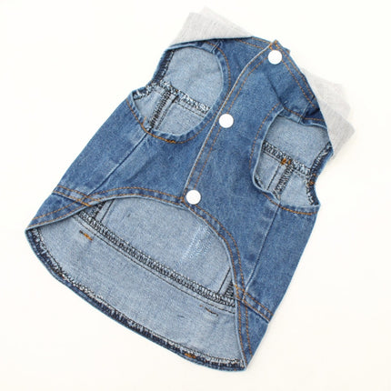 Retro Personality Denim Small Vest Pet Dog Clothes Pet Jacket, Size:M(With Hat)-garmade.com