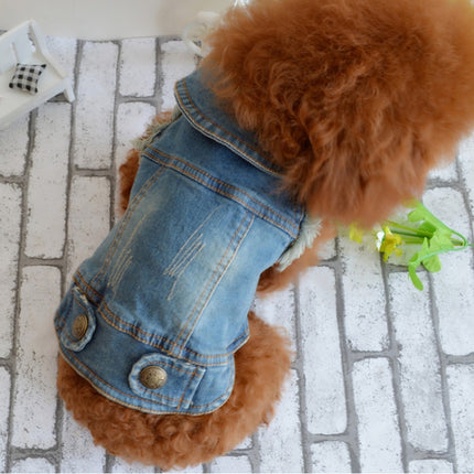 Retro Personality Denim Small Vest Pet Dog Clothes Pet Jacket, Size:L(Light Blue)-garmade.com