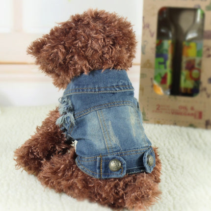 Retro Personality Denim Small Vest Pet Dog Clothes Pet Jacket, Size:L(Light Blue)-garmade.com