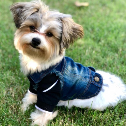 Retro Personality Denim Small Vest Pet Dog Clothes Pet Jacket, Size:L(Light Blue)-garmade.com