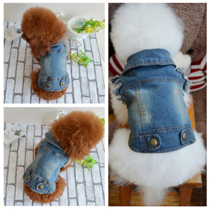 Retro Personality Denim Small Vest Pet Dog Clothes Pet Jacket, Size:L(Light Blue)-garmade.com