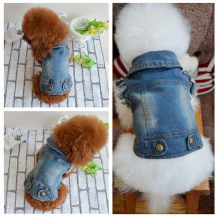 Retro Personality Denim Small Vest Pet Dog Clothes Pet Jacket, Size:XL(Light Blue)-garmade.com