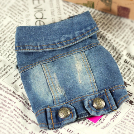 Retro Personality Denim Small Vest Pet Dog Clothes Pet Jacket, Size:XL(Light Blue)-garmade.com