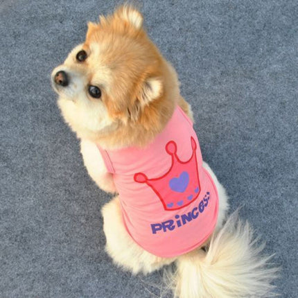 Cute Little Pet Dog Clothes Crown Vest Pet Clothes, Size:XS(Pink)-garmade.com