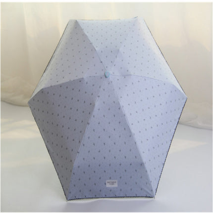 Mini Pocket 5 Folding Umbrella UV Protection Black Plastic Umbrella(Light Blue)-garmade.com