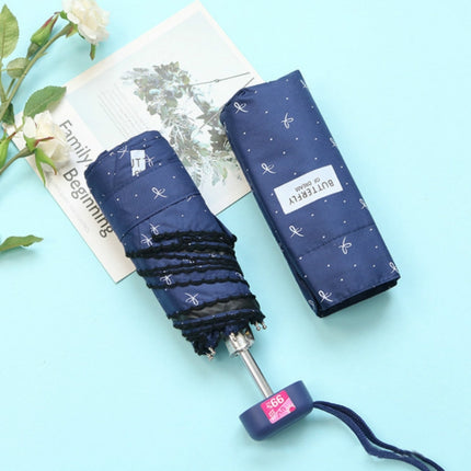 Mini Pocket 5 Folding Umbrella UV Protection Black Plastic Umbrella(Navy Blue)-garmade.com