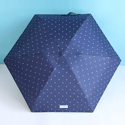 Mini Pocket 5 Folding Umbrella UV Protection Black Plastic Umbrella(Navy Blue)-garmade.com