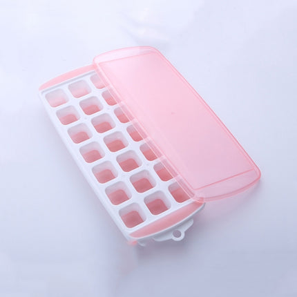 Summer 21 Grid Cool Home-made Ice Cube Ice Box Mould with Lid(Pink)-garmade.com