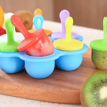 Silicone Mini Ice Pops Mold Ice Cream Ball Lolly Maker Popsicle Molds Baby DIY Food Supplement Tool(Blue)-garmade.com