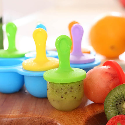 Silicone Mini Ice Pops Mold Ice Cream Ball Lolly Maker Popsicle Molds Baby DIY Food Supplement Tool(Blue)-garmade.com