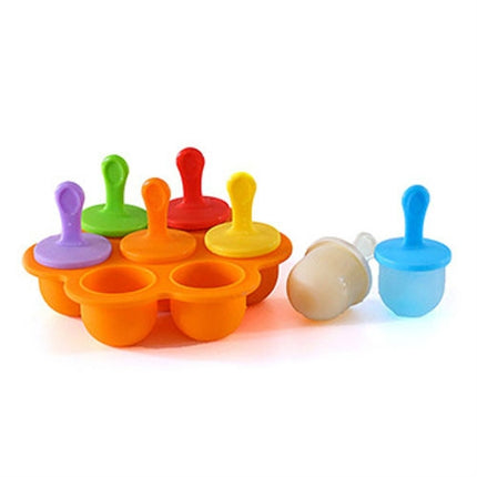 Silicone Mini Ice Pops Mold Ice Cream Ball Lolly Maker Popsicle Molds Baby DIY Food Supplement Tool(Orange)-garmade.com