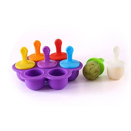 Silicone Mini Ice Pops Mold Ice Cream Ball Lolly Maker Popsicle Molds Baby DIY Food Supplement Tool(Deep Purple)-garmade.com