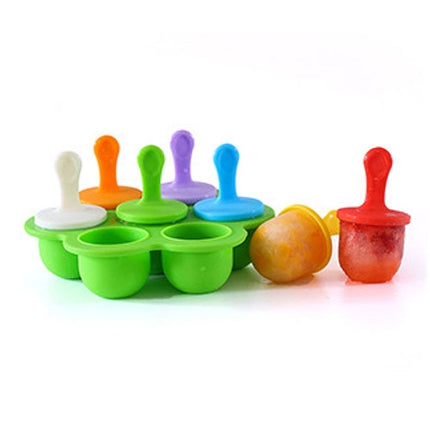 Silicone Mini Ice Pops Mold Ice Cream Ball Lolly Maker Popsicle Molds Baby DIY Food Supplement Tool(Green)-garmade.com