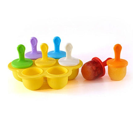 Silicone Mini Ice Pops Mold Ice Cream Ball Lolly Maker Popsicle Molds Baby DIY Food Supplement Tool(Yellow)-garmade.com